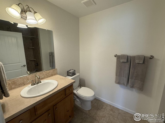 585 Callisto Dr, Loveland, CO 80537 - full bath featuring vanity, tile patterned flooring, toilet, visible vents, and a shower
