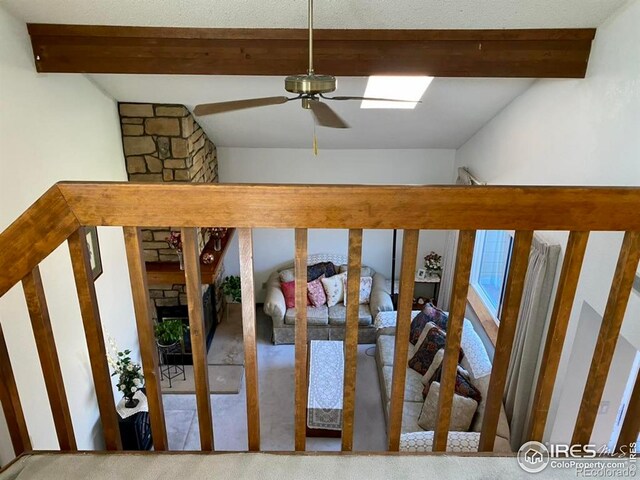 6239 Willow Ln, Boulder, CO 80301 - interior space with beamed ceiling and ceiling fan