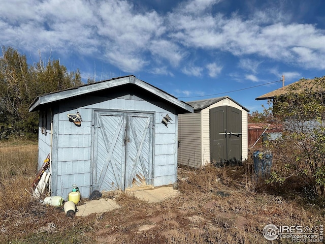 view of shed