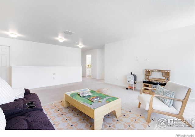view of carpeted living area