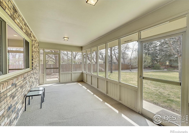 view of unfurnished sunroom