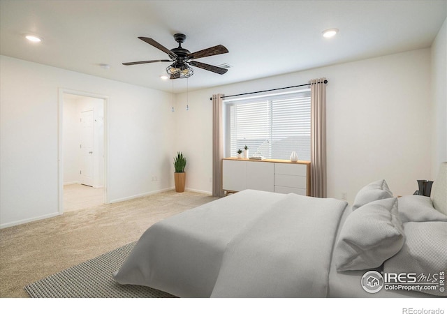 9283 Sedalia St, Commerce City, CO 80022 - carpeted bedroom featuring baseboards, a ceiling fan, and recessed lighting