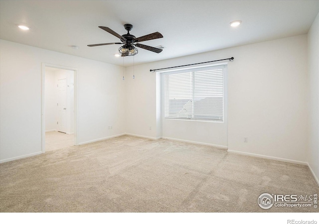 9283 Sedalia St, Commerce City, CO 80022 - empty room with ceiling fan, recessed lighting, carpet flooring, and baseboards