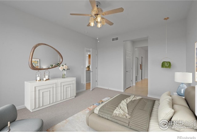 1103 Hornet Dr, Fort Collins, CO 80526 - living area with ceiling fan, baseboards, carpet, and visible vents