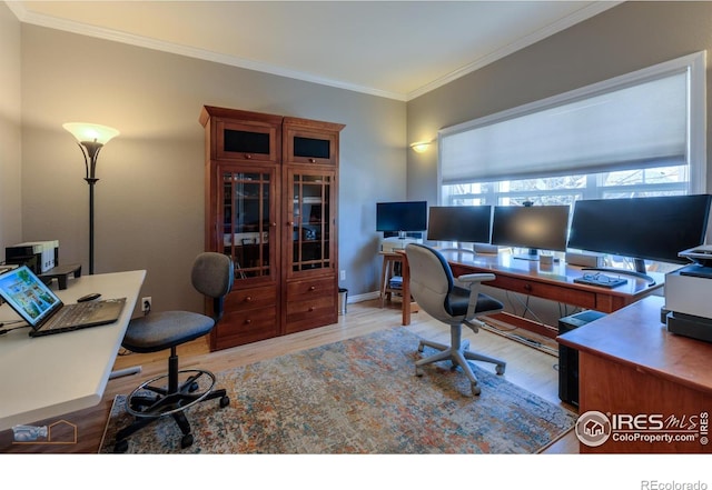 4921 Fountain St, Boulder, CO 80304 - office featuring crown molding and wood finished floors