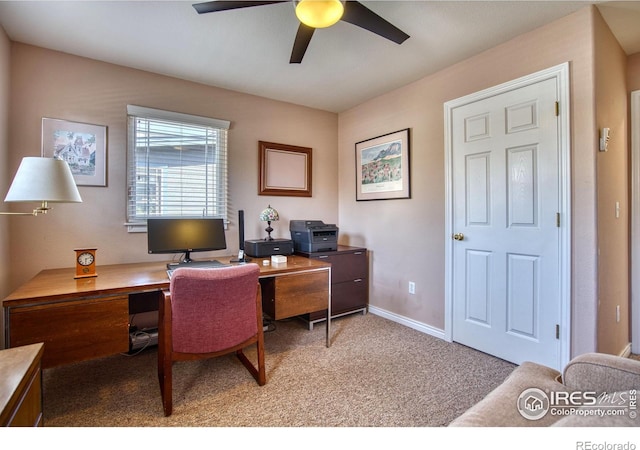 835 Kane Dr Unit 25, Longmont, CO 80501 - office with carpet flooring, baseboards, and a ceiling fan