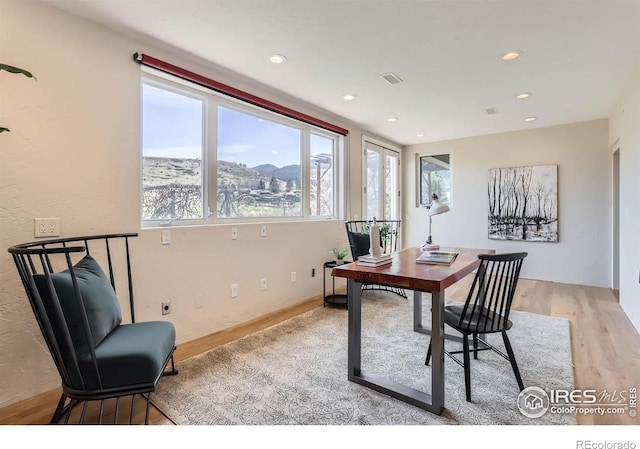 3786 Eldorado Springs Dr, Boulder, CO 80303 - office area with recessed lighting, visible vents, and light wood-type flooring