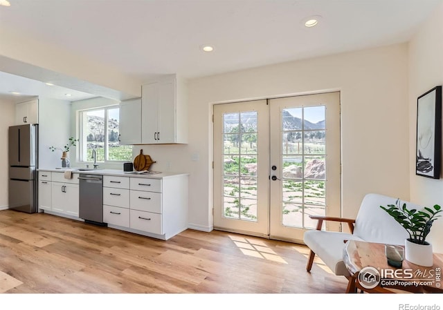 3786 Eldorado Springs Dr, Boulder, CO 80303 - entryway with french doors, light wood finished floors, and a wealth of natural light
