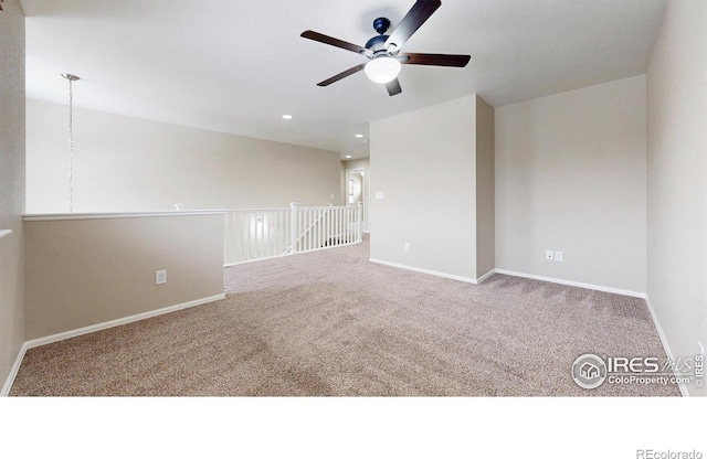 5543 Calgary St, Timnath, CO 80547 - spare room featuring a ceiling fan, carpet floors, baseboards, and recessed lighting