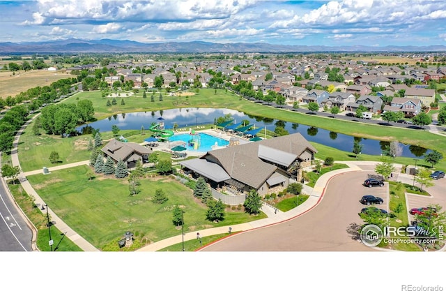 5543 Calgary St, Timnath, CO 80547 - aerial view of residential area featuring a water and mountain view and a pool
