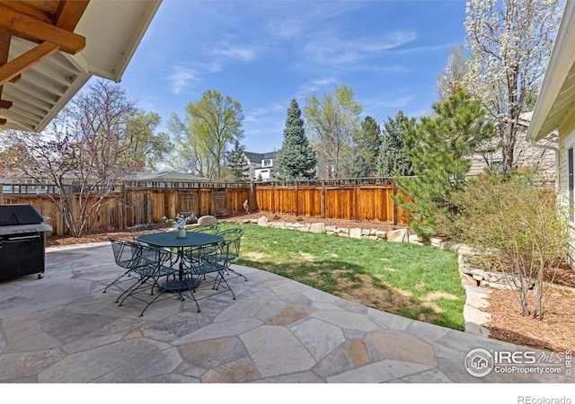 245 Spruce St, Louisville, CO 80027 - view of patio with outdoor dining space, grilling area, and a fenced backyard