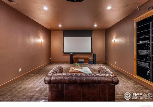 245 Spruce St, Louisville, CO 80027 - home theater room featuring carpet and recessed lighting