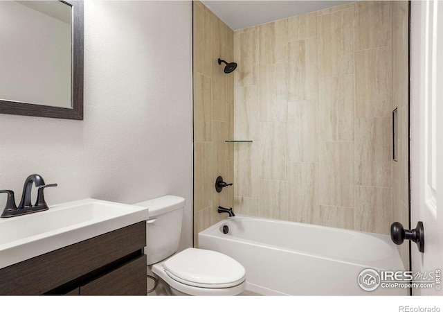 1458 Friendship Ln W, Colorado Springs, CO 80904 - full bathroom featuring toilet, bathtub / shower combination, and vanity