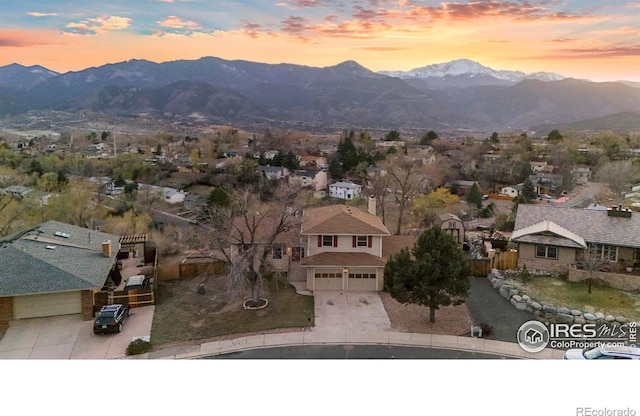 1458 Friendship Ln W, Colorado Springs, CO 80904 - bird's eye view featuring a mountain view and a residential view