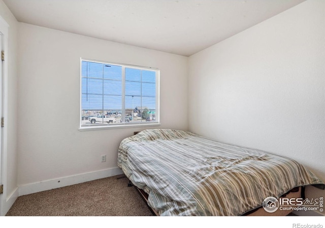 bedroom featuring carpet floors and baseboards
