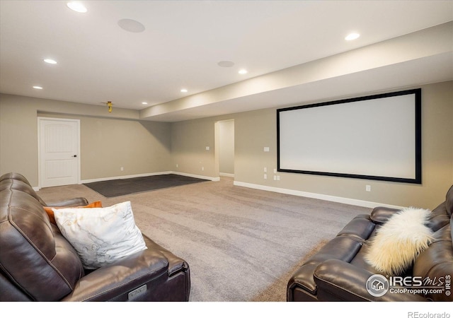 16392 Spanish Peak Way, Broomfield, CO 80023 - carpeted cinema room featuring recessed lighting and baseboards