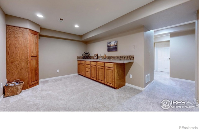 5105 Nelson Ct, Fort Collins, CO 80528 - bar with recessed lighting, visible vents, light colored carpet, and baseboards