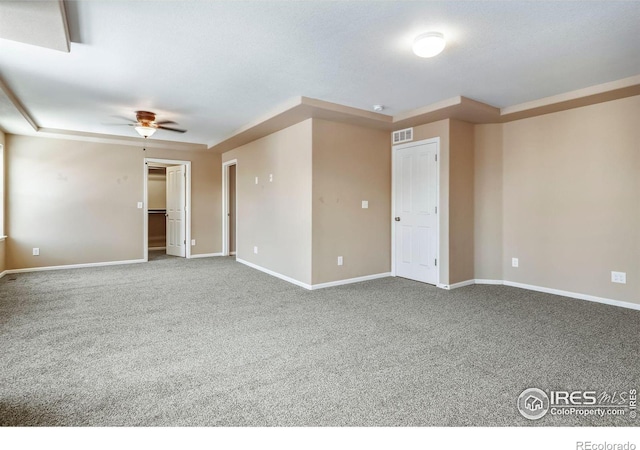 5036 Ridgewood Dr, Johnstown, CO 80534 - unfurnished room featuring visible vents, baseboards, a ceiling fan, and carpet