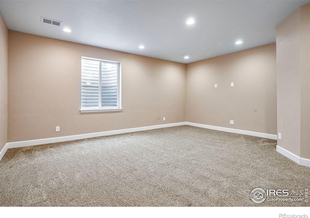 5036 Ridgewood Dr, Johnstown, CO 80534 - spare room with baseboards, carpet, visible vents, and recessed lighting