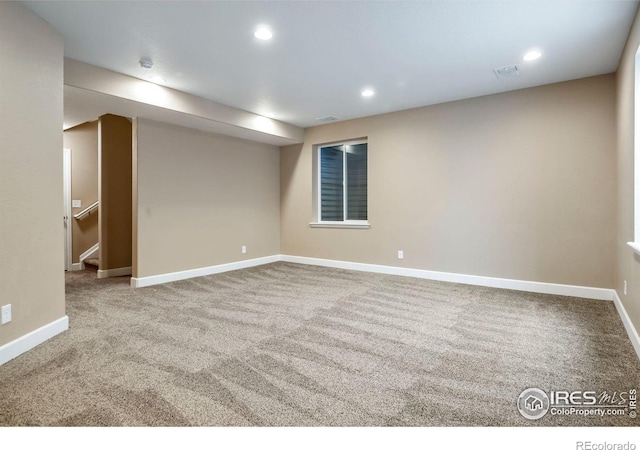 5036 Ridgewood Dr, Johnstown, CO 80534 - carpeted spare room with recessed lighting, visible vents, and baseboards