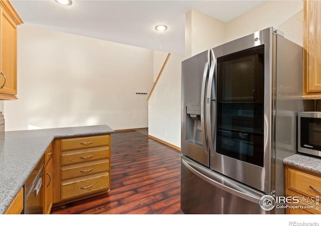4603 Chokecherry Trl Unit 5, Fort Collins, CO 80526 - kitchen with stainless steel appliances, dark wood-style flooring, and recessed lighting
