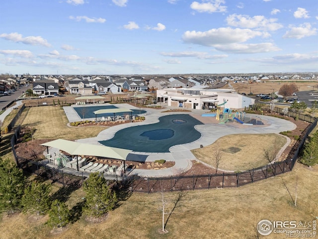 aerial view with a residential view