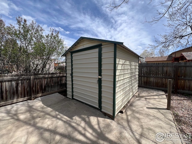 1406 Oak Dr, Berthoud, CO 80513 - view of shed featuring a fenced backyard