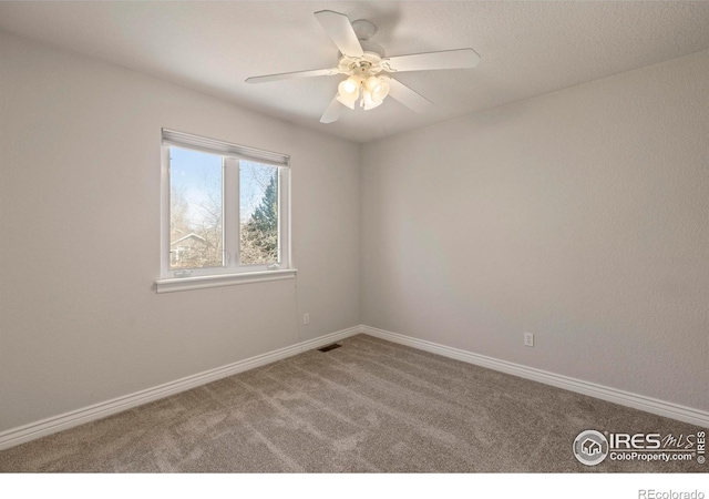 4748 Westbury Dr, Fort Collins, CO 80526 - unfurnished room featuring visible vents, ceiling fan, carpet flooring, and baseboards