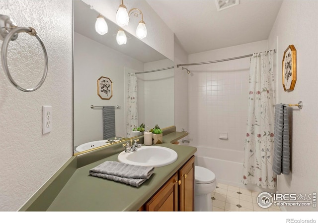 4748 Westbury Dr, Fort Collins, CO 80526 - full bath featuring shower / bath combo, vanity, visible vents, and toilet