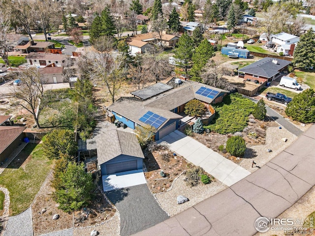 aerial view with a residential view