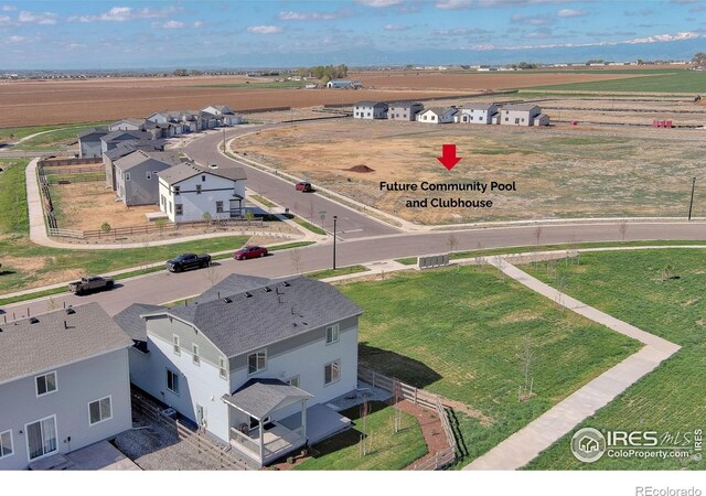 drone / aerial view with a rural view