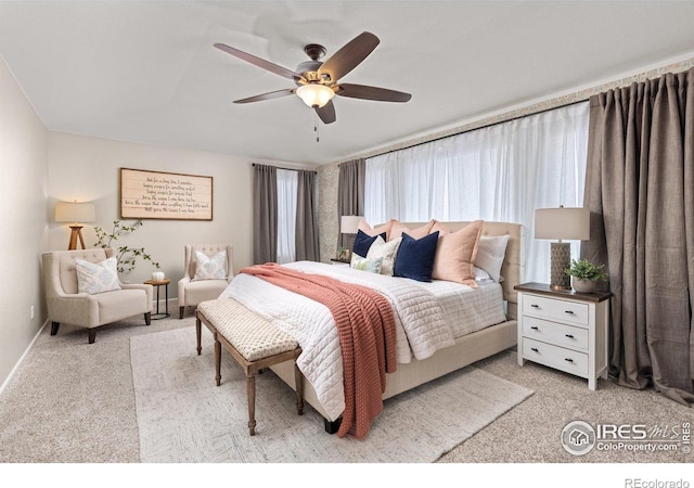 248 Muscovey Ln, Johnstown, CO 80534 - bedroom featuring baseboards, ceiling fan, and light carpet