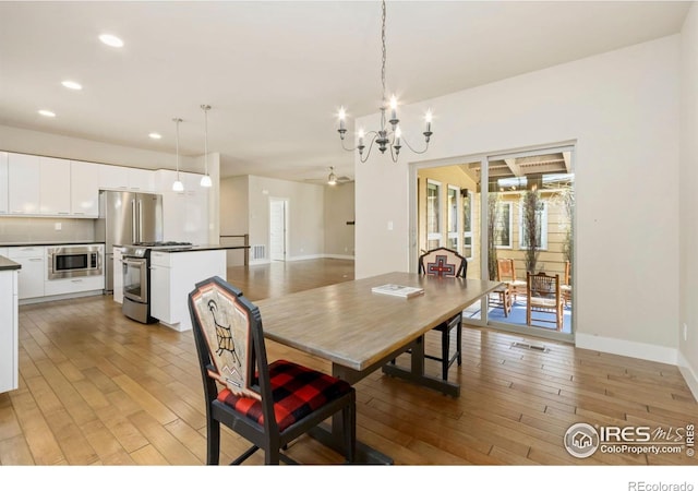 1658 Freewheel Dr, Fort Collins, CO 80525 - dining area with recessed lighting, light wood-type flooring, and baseboards