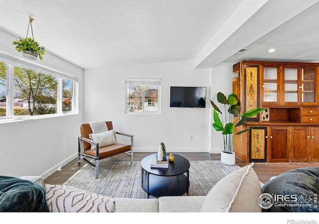 285 Holbrook St, Erie, CO 80516 - living room with baseboards, recessed lighting, wood finished floors, and a textured ceiling