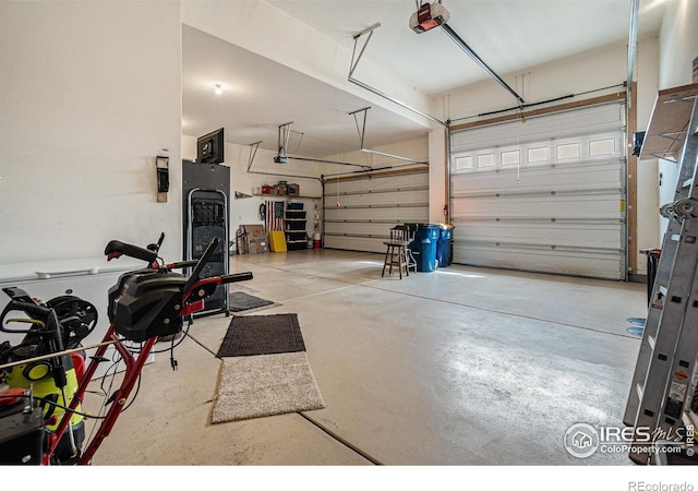 garage with a garage door opener
