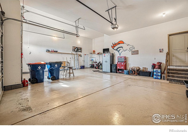 garage with a garage door opener