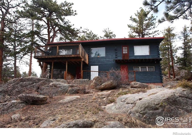 view of front of property with a deck
