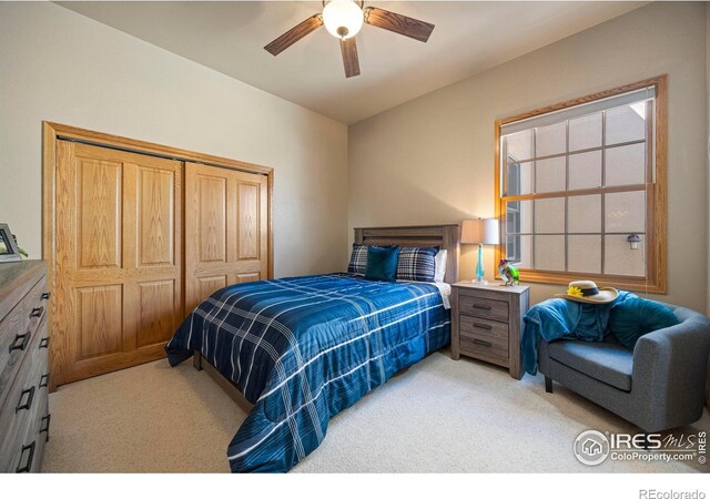 432 Valley View Rd, Loveland, CO 80537 - bedroom featuring ceiling fan and light colored carpet