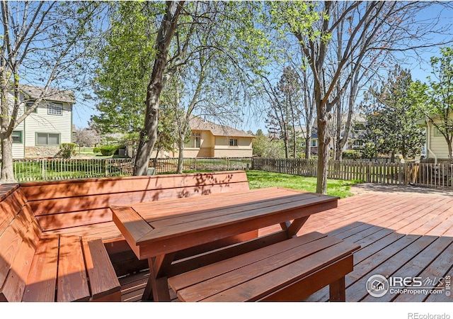 deck featuring fence private yard