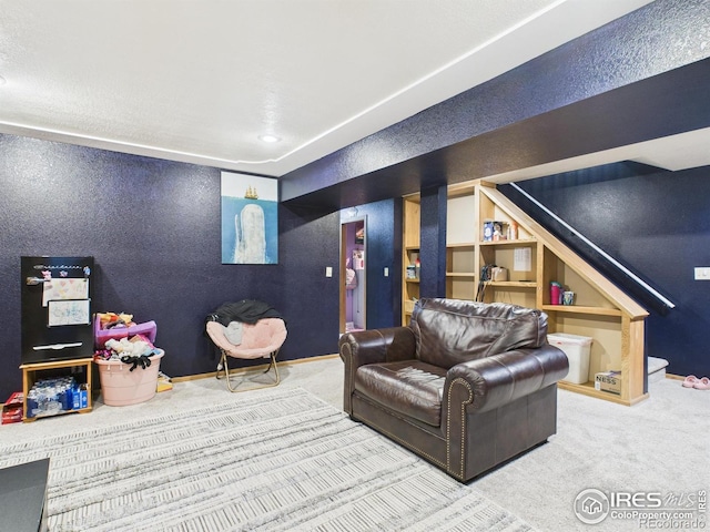 game room featuring carpet floors and recessed lighting