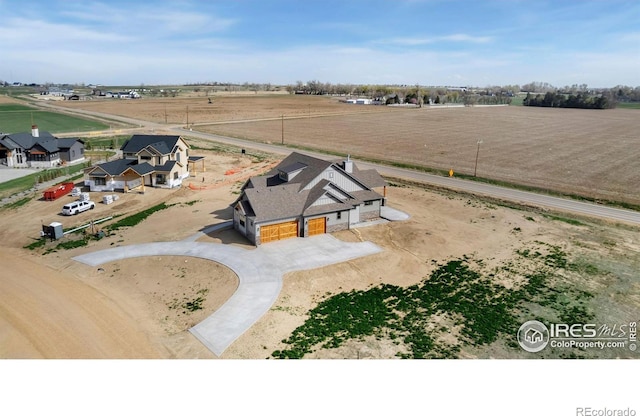 bird's eye view with a rural view