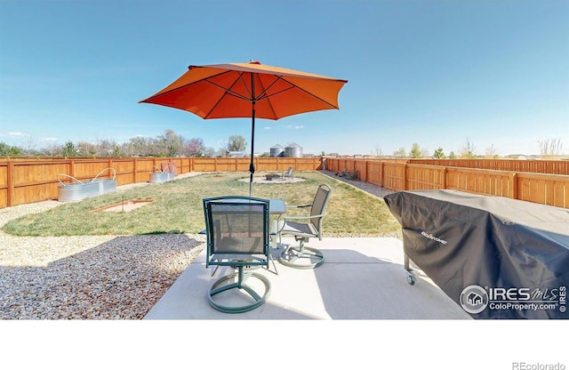 view of patio featuring a fenced backyard