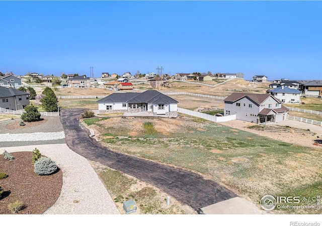 aerial view with a residential view