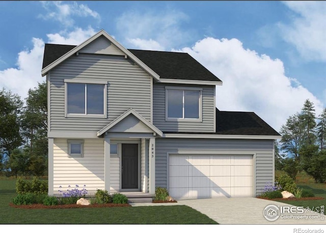 traditional-style house with an attached garage and concrete driveway