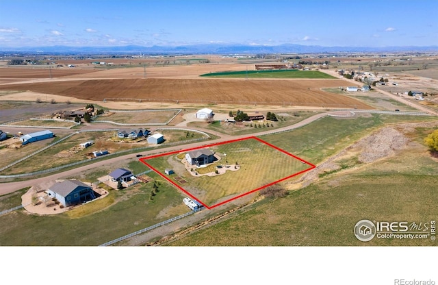 aerial view featuring a rural view