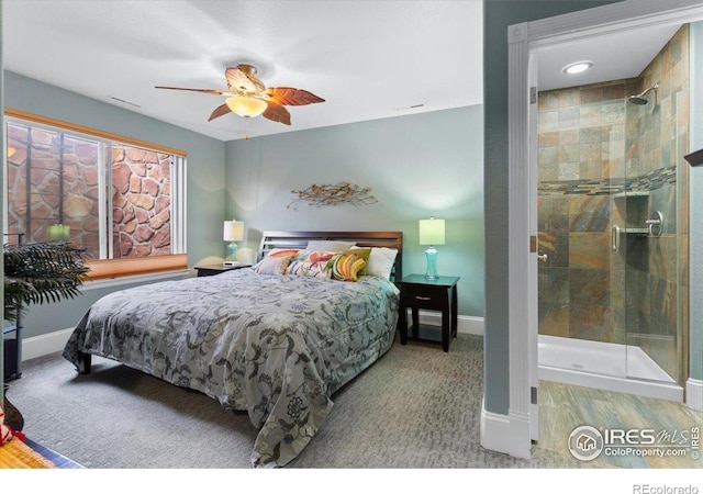 bedroom with baseboards and ceiling fan
