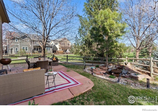 view of yard featuring a patio area and a fenced backyard