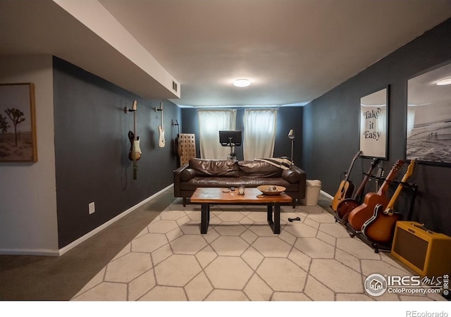 1504 Washington Ave, Louisville, CO 80027 - living room with visible vents, light carpet, and baseboards