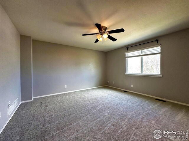 6502 Carmichael St, Fort Collins, CO 80528 - carpeted empty room with baseboards, visible vents, and ceiling fan