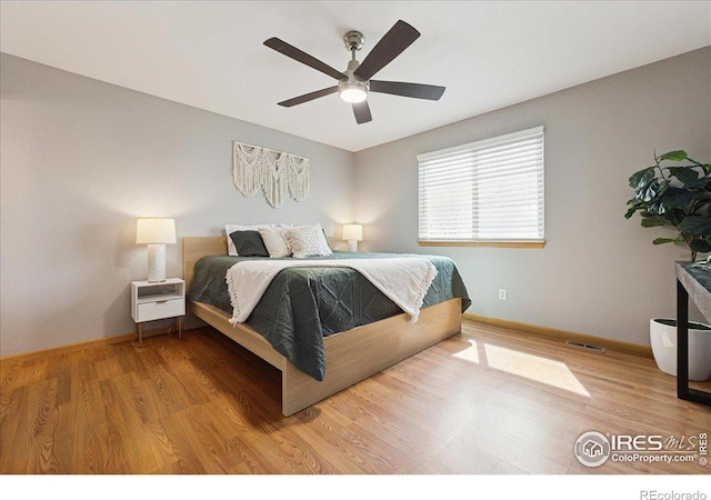 1114 Berwick Ct, Fort Collins, CO 80524 - bedroom with wood finished floors, baseboards, and ceiling fan